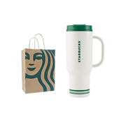 Starbucks Retro White & Green Series: Stylish, High-Capacity, Simple & Practical Stainless Steel Tumbler with Dual Drinking Openings (1189ml)