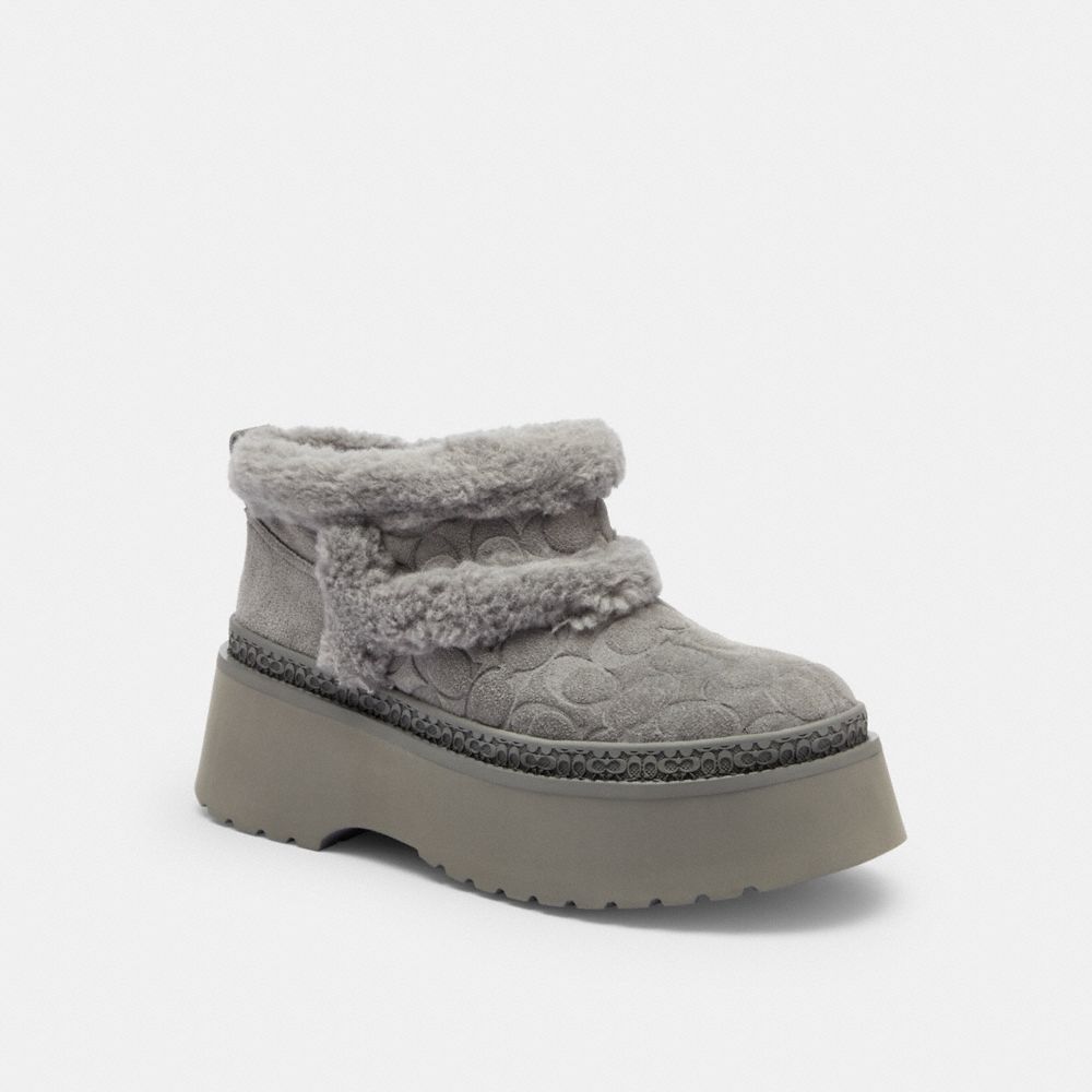 Women's Coach Christina Bootie In Signature Suede Charcoal