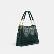 Coach Evelyn Shoulder Bag Gold Dark Teal