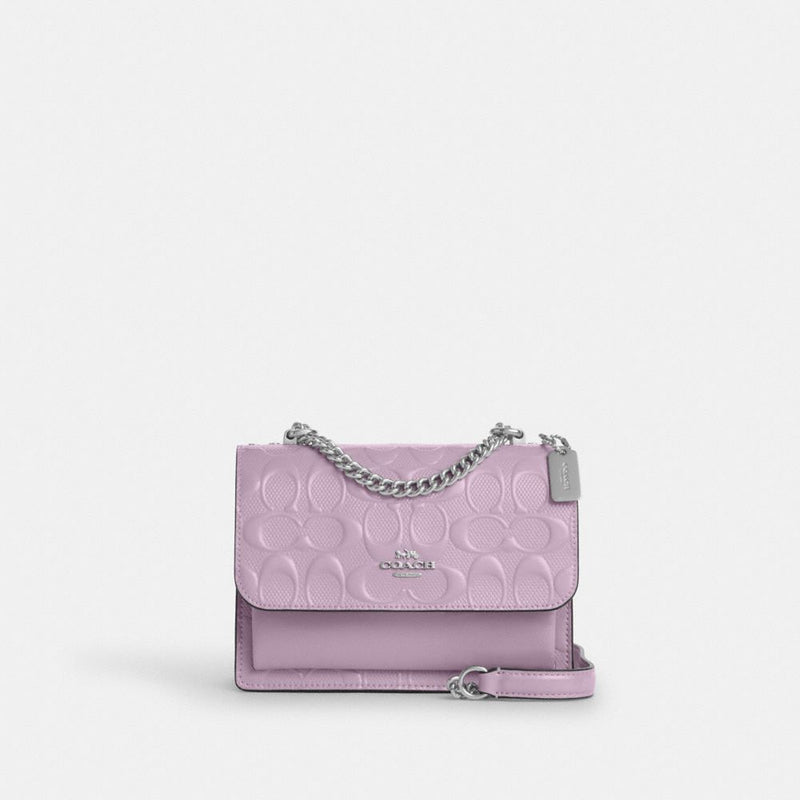 Coach Mini Klare Crossbody Bag In Signature Leather Silver Light Violet