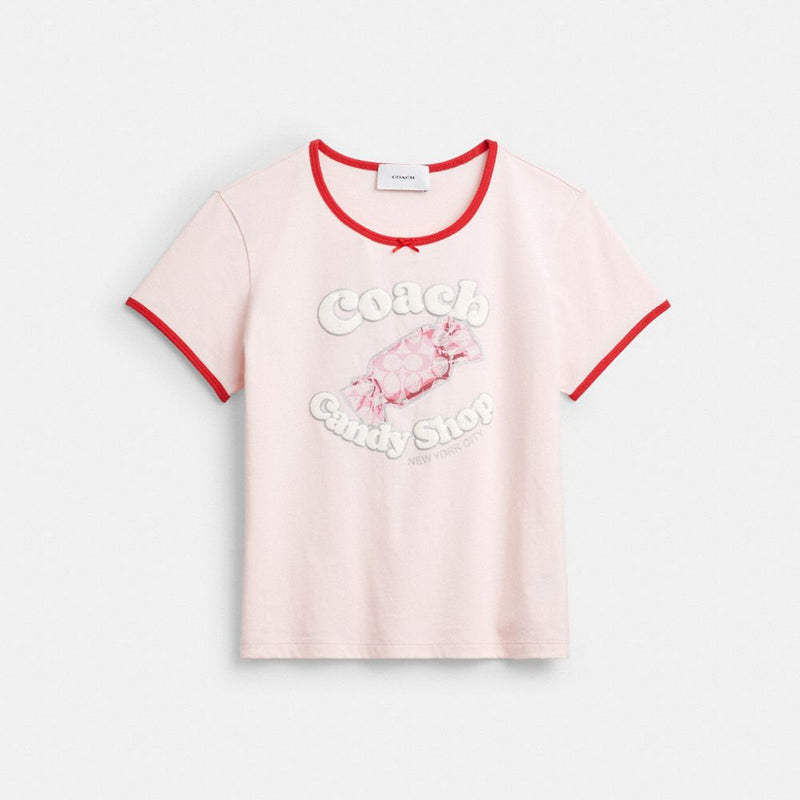 Coach Candy Shop Scoop Neck T-Shirt Pink Multi