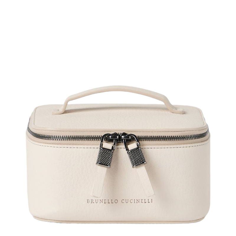 Zipper Grained Calfskin Jewelry Box - White