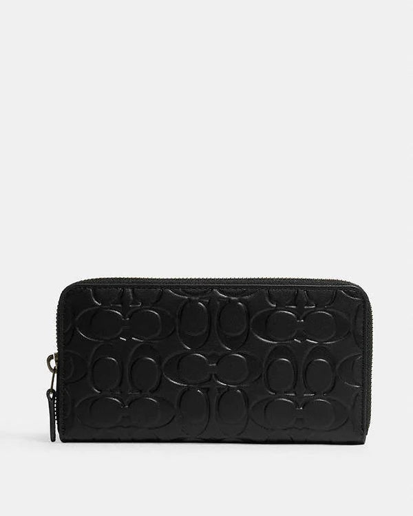 Coach Accordion Wallet In Signature Leather Smooth Leather-Gunmetal-Black