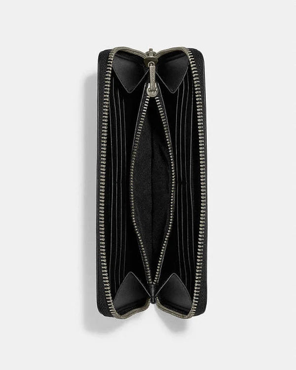 Coach Accordion Wallet In Signature Leather Smooth Leather-Gunmetal-Black