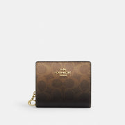 Coach Snap Wallet In Ombre Signature Canvas Gold Brown