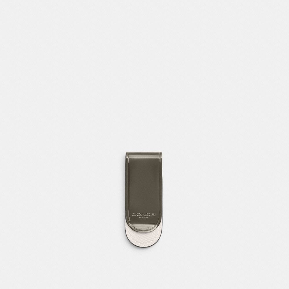 Coach Money Clip Gunmetal-Chalk