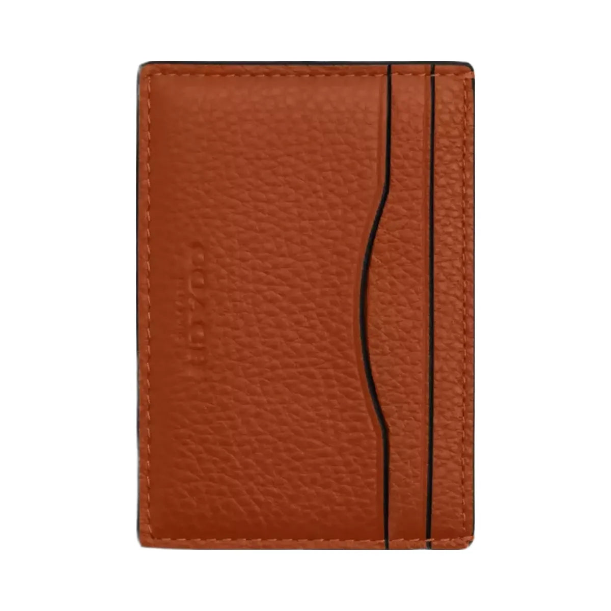 Coach Card Case With Money Clip in Silver Amber Brown