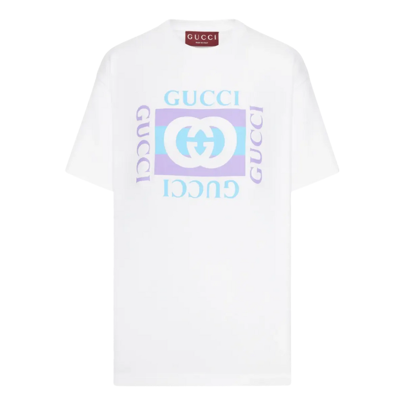 Cotton Jersey T-Shirt with Print in White