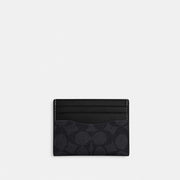 Coach Slim Id Card Case In Signature Canvas Charcoal Black