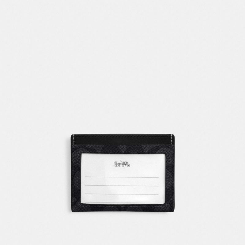 Coach Slim Id Card Case In Signature Canvas Charcoal Black