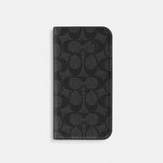 Coach Iphone 16 Pro Max Folio In Signature Canvas Charcoal