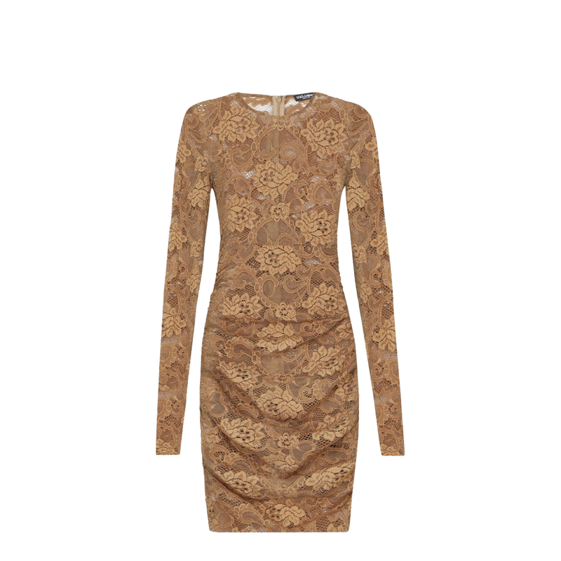 Shorts Floral Lace Dress in Beige