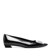 Black Patent Leather Low Block Heel