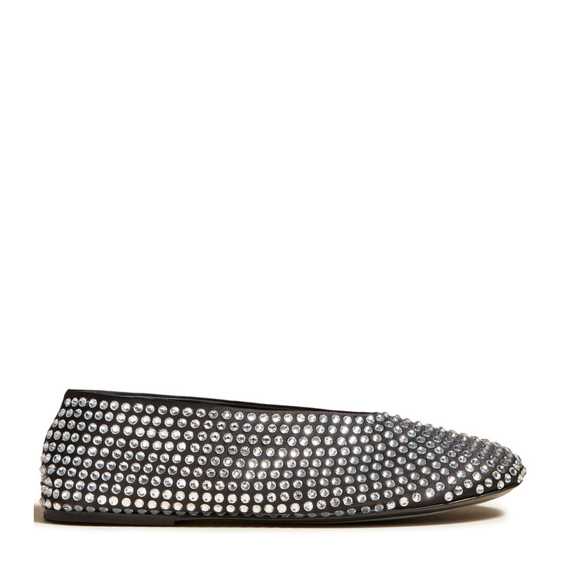 Crystal Embellished Ballet Suede Flat