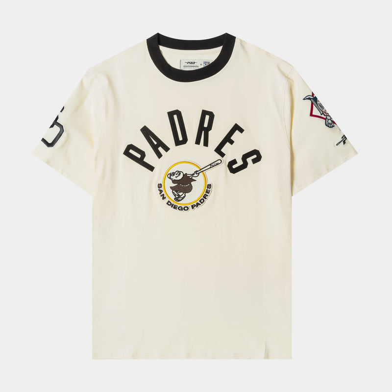 PRO STANDARD San Diego Padres Originals Ringer Mens Short Sleeve Shirt (Beige/Black)
