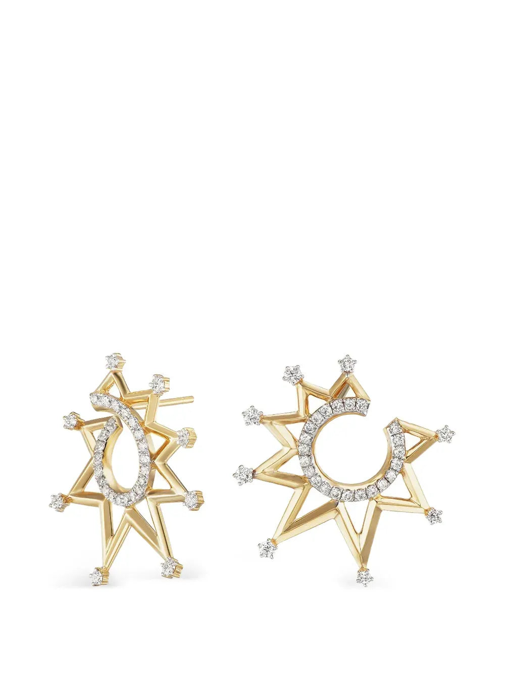 diamond starburst crescent earrings