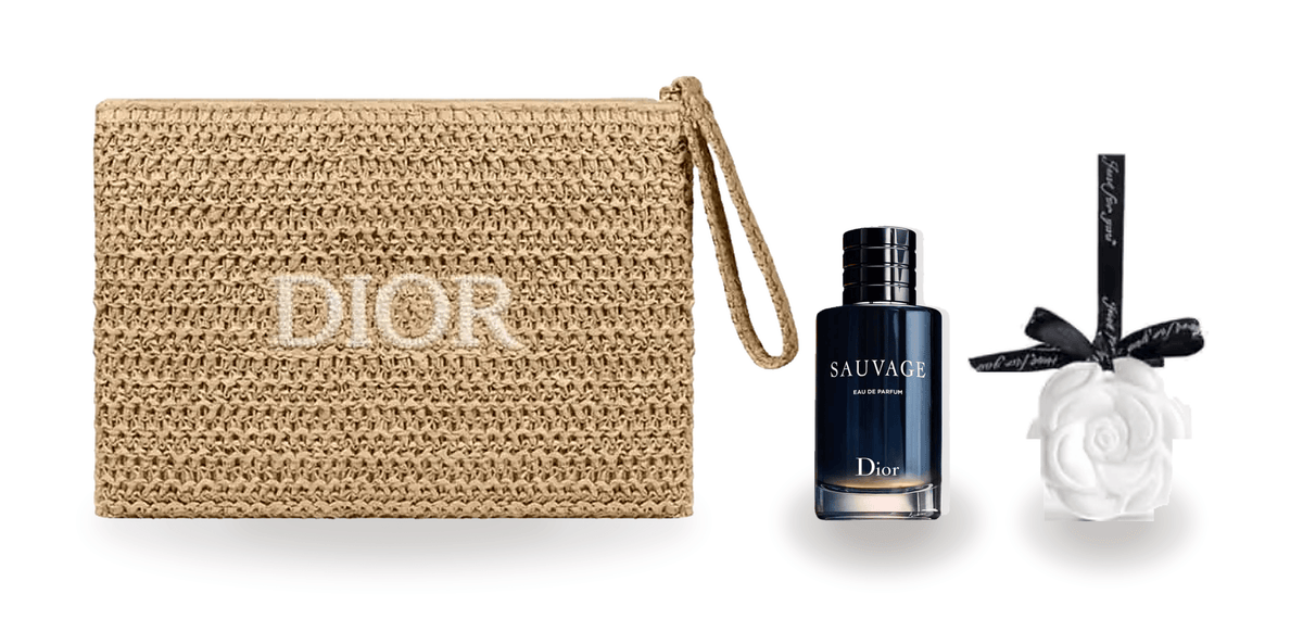 Dior gift set for him (Dior  raffia clutch + Dior sauvage edp 10 ml)