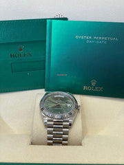 Rolex | Day-Date | 228239 | White gold | 40 mm | White gold | Green | Automatic