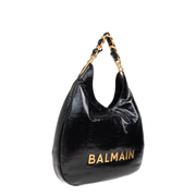 Large Black Calf Leather Bag with Gold Logo