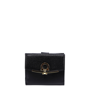 Hammered Leather Gold Gancini Compact Wallet