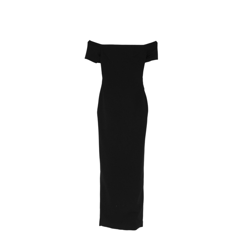 Black Long Dress With Off-The-Shoulder Design