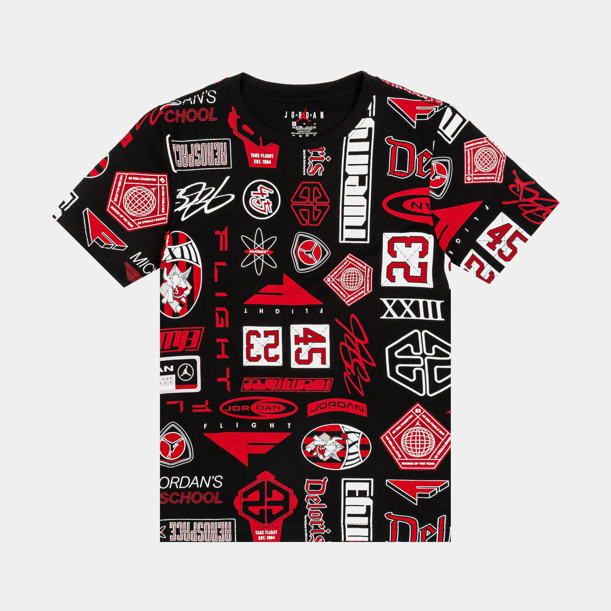 Air Jordan Flight Essentials Grade School Short Sleeve Shirt (Black/Red)