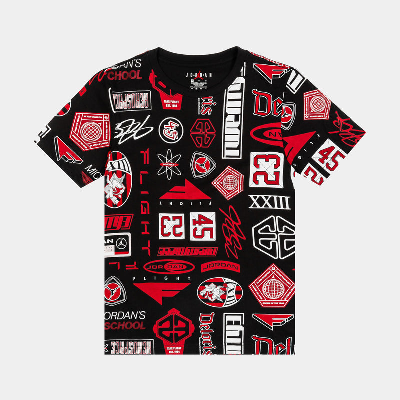 Air Jordan Flight Essentials Grade School Short Sleeve Shirt (Black/Red)
