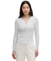 Lululemon Hold Tight Long-Sleeve Henley Heathered Core Ultra Light Grey
