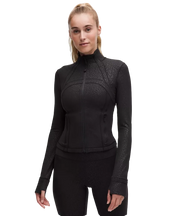 Lululemon Define Cropped Jacket Nulu Leopard Daisy Emboss Black