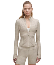 Lululemon Define Cropped Jacket Nulu Glow Grid Light Ivory Multi