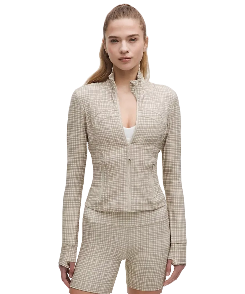 Lululemon Define Cropped Jacket Nulu Glow Grid Light Ivory Multi