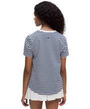 Lululemon Love Curved-Hem Crewneck T-Shirt Narrow Bold Stripe Club Blue White
