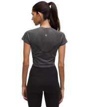 Lululemon Swiftly Tech Cropped Shorts-Sleeve Shirt 2.0 Spandex Stripe Black/White