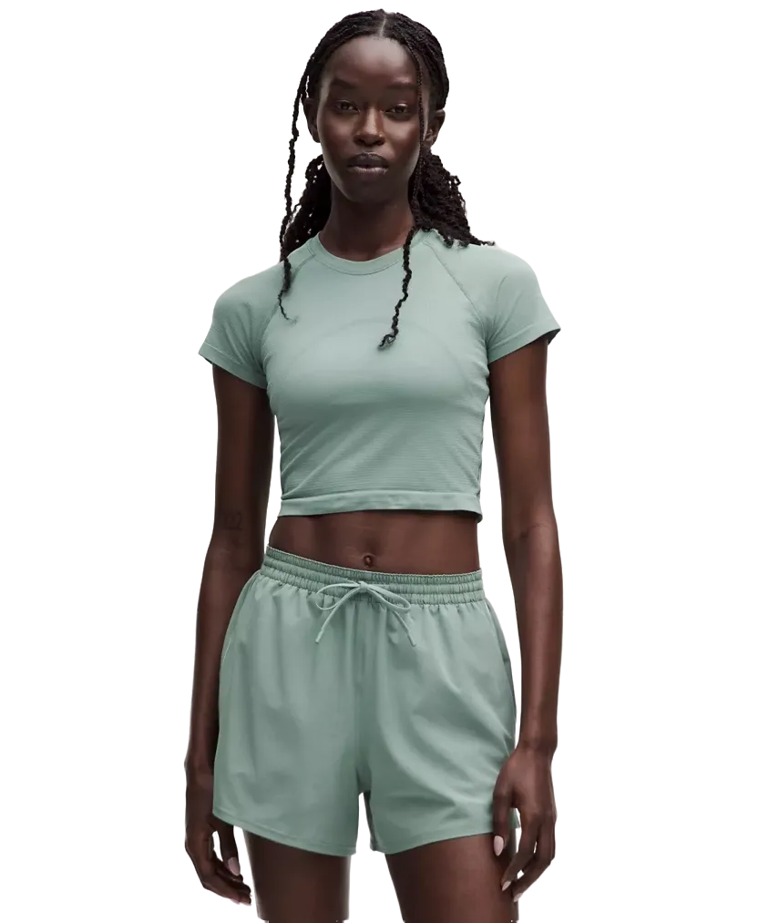 Lululemon Swiftly Tech Cropped Shorts-Sleeve Shirt 2.0 Crater Blue
