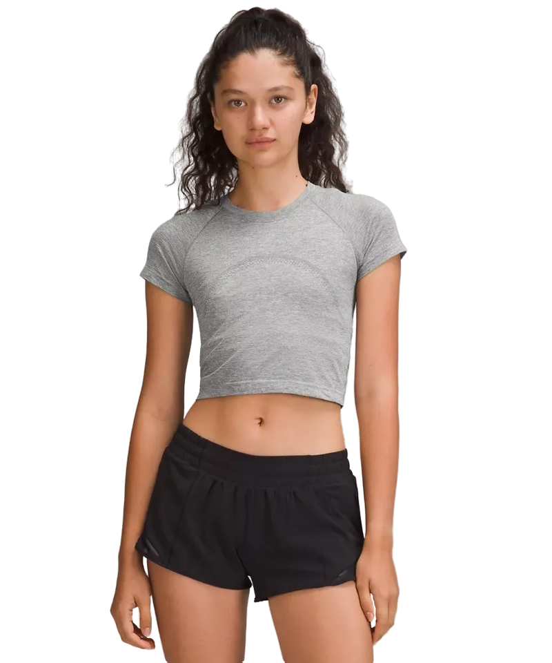 Lululemon Swiftly Tech Cropped Shorts-Sleeve Shirt 2.0 Lululemon Swiftly Tech Cropped Shorts-Sleeve Shirt 2.0 Slate/White
