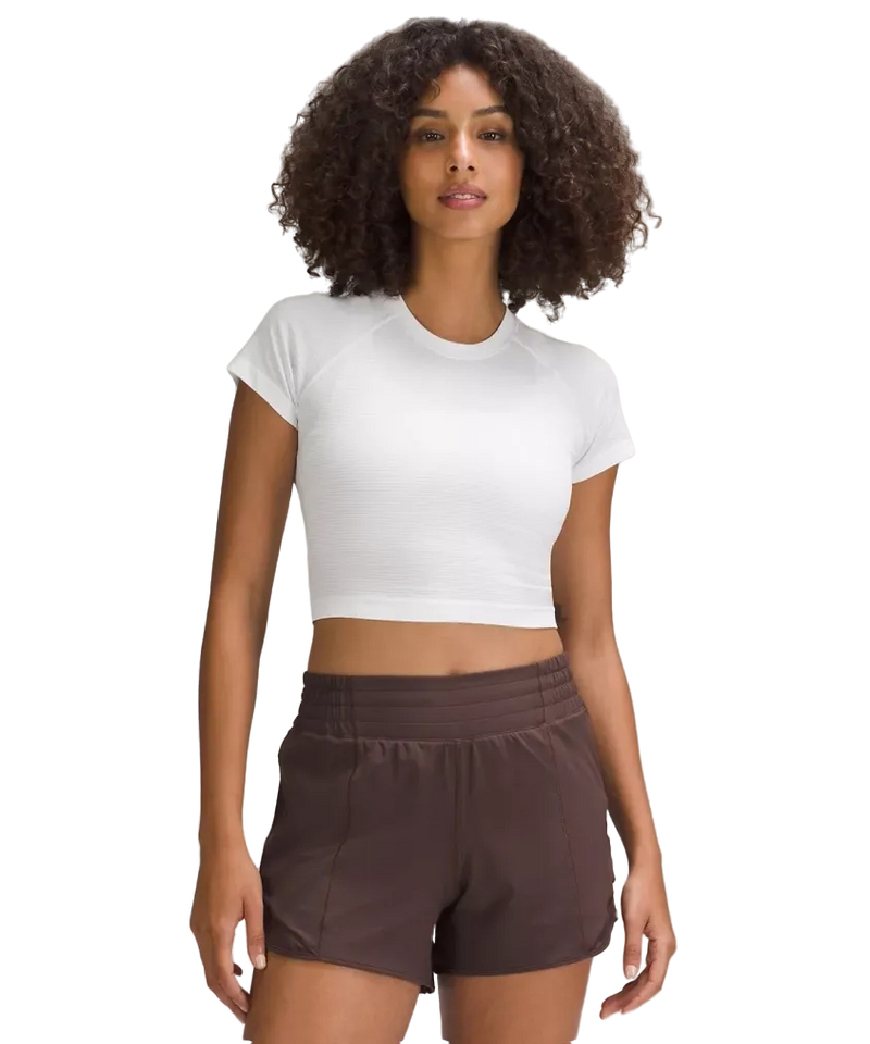 Lululemon Swiftly Tech Cropped Shorts-Sleeve Shirt 2.0 White