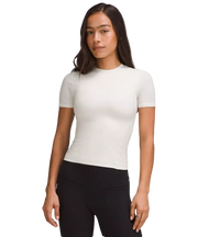 Lululemon Wundermost Ultra-Soft Nulu Hip-Length Crewneck Shirt Bone