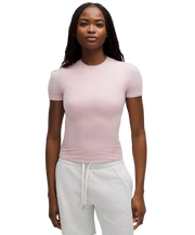 Lululemon Wundermost Ultra-Soft Nulu Hip-Length Crewneck Shirt Pink Haze