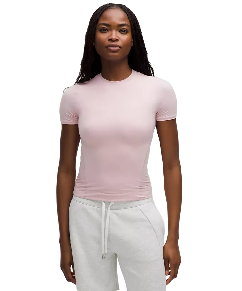 Lululemon Wundermost Ultra-Soft Nulu Hip-Length Crewneck Shirt Pink Haze