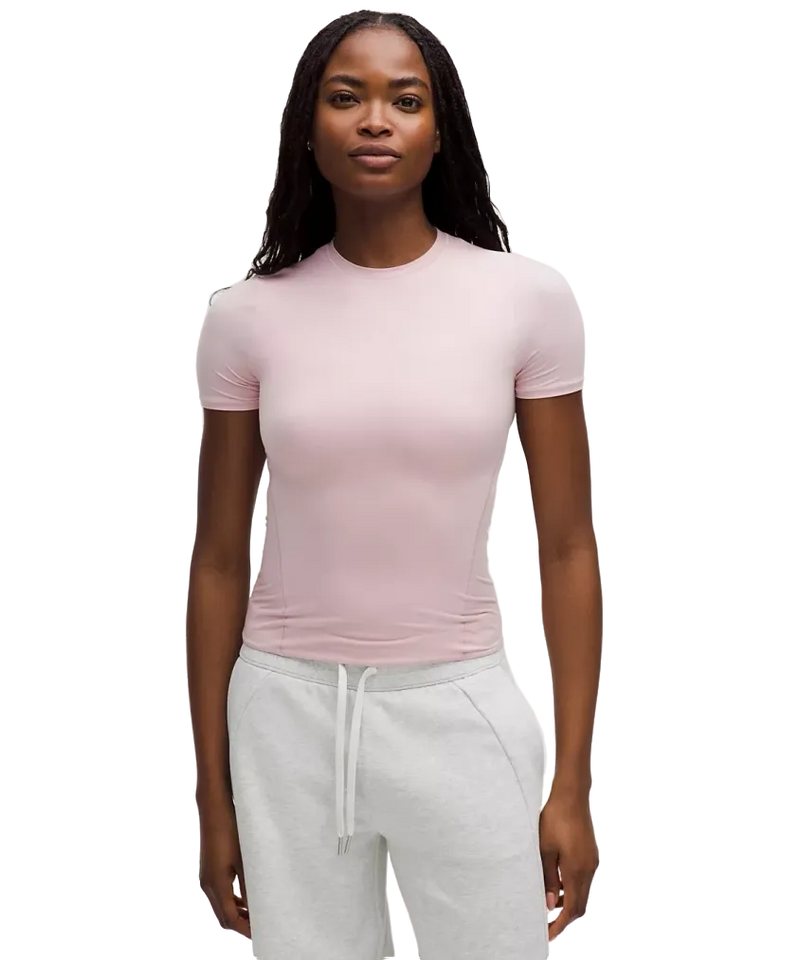 Lululemon Wundermost Ultra-Soft Nulu Hip-Length Crewneck Shirt Pink Haze