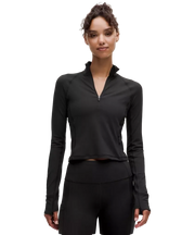 Lululemon It's Rulu Cropped Half Zip Updated Black