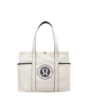 Lululemon Daily Multi-Pocket Canvas Tote Bag 20L Logo Natural/True Navy