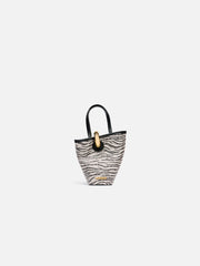 Jacquemus The Small Bambola Asymmetric Mini Bucket Bag Black & White Zebra