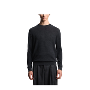 Dark Grey Textured Knit Round Neck Long Sleeve Top