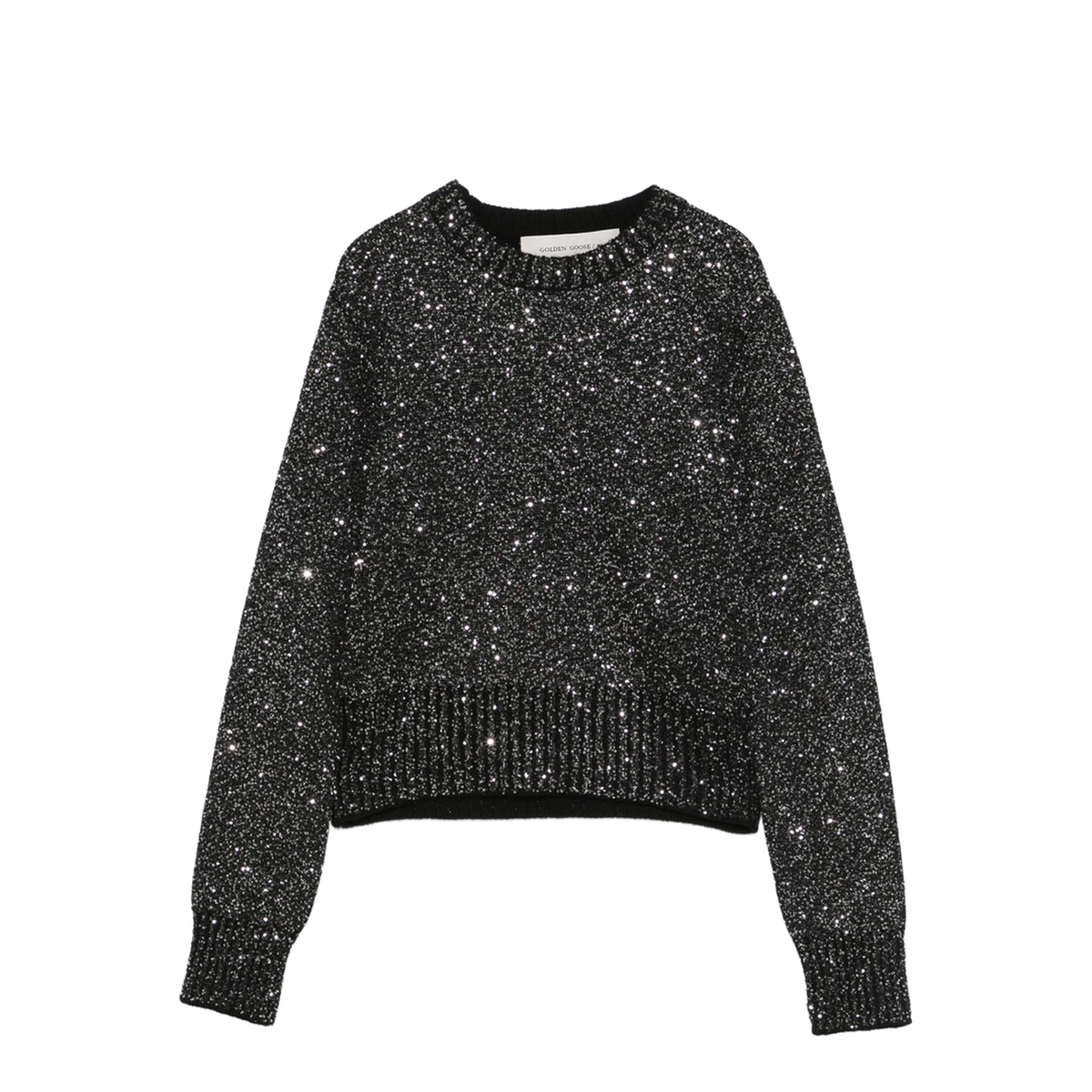 Black Wool Blend Cropped Sweater