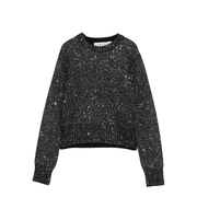 Black Wool Blend Cropped Sweater