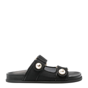Fayence Sandal Black Mesh and Patent Leather Sandals