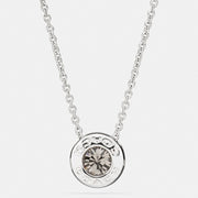 Coach Open Circle Stone Necklace Silver
