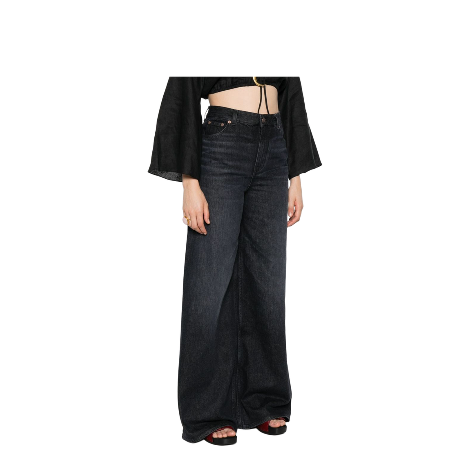 High-rise wide-leg jeans in denim