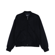 Black Ribbed Hem and Cuffs Zip Fastening Jacket
